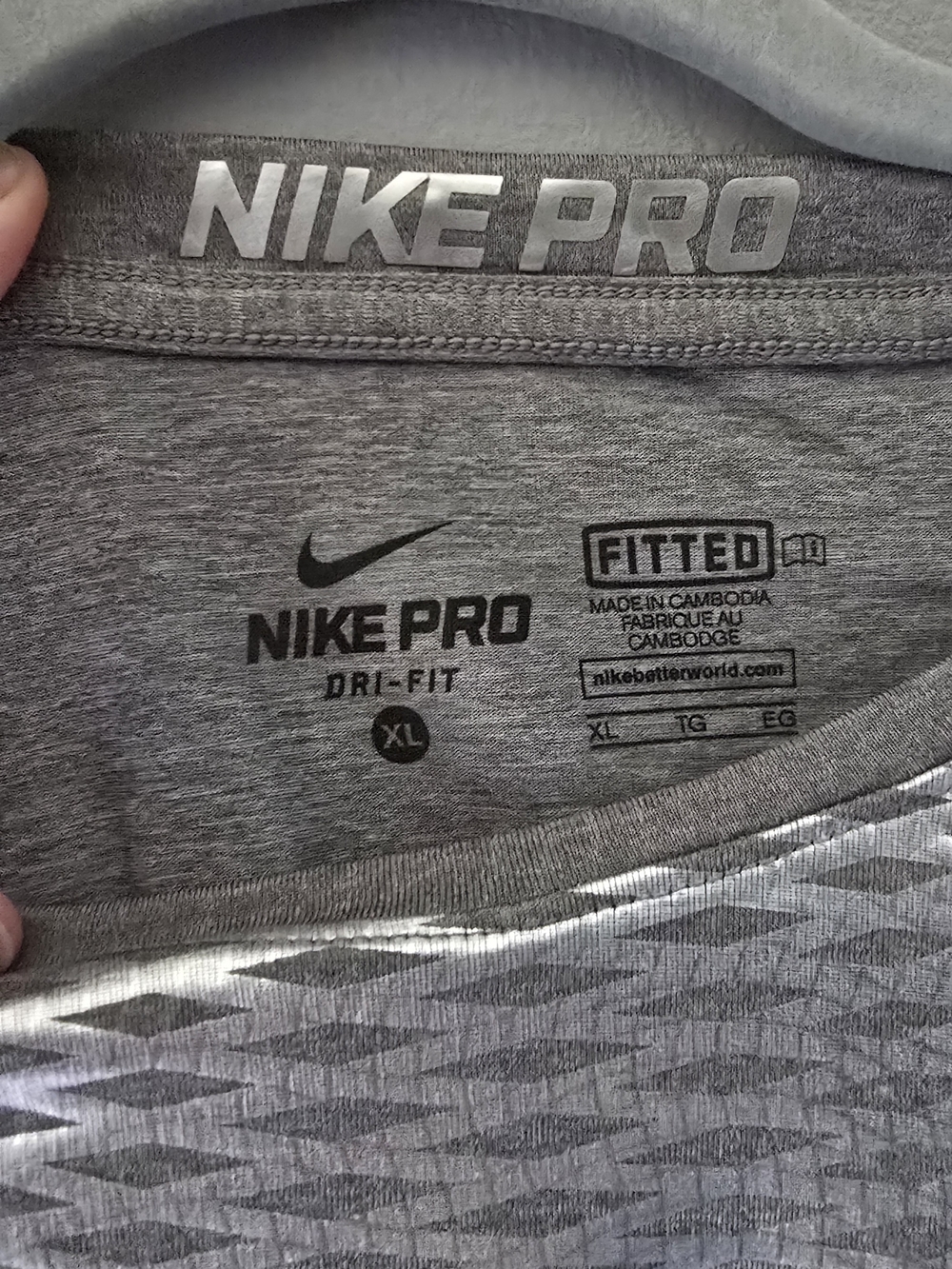 Nike Pro Dri-FIT Men’s Fitted Short-Sleeve Shirt - Gray And Silver Size XL